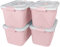 Aoki Box Lot de 4 Boites Rangements plastique avec Couvercle, Clips de Fermeture, 45L,Rose Pale - Étanche, Anti Humidité - Sans BPA - Coins Arrondis - Idéale pour, Jouets, Vêtements, Nourriture