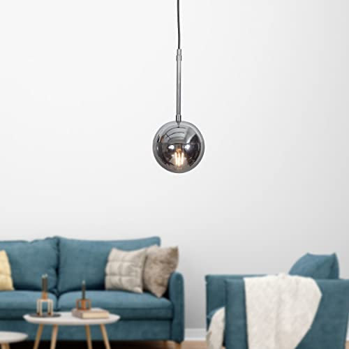 Luzarana Nova Pendelleuchte Esstisch Glaskugel Wohnzimmerlampe Kugellampe E27 Fassung (Chrome 1)