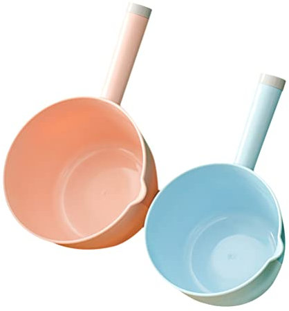 UHCPVHQQQ mestolo for bucato d'acqua 2 pezzi mestolo for acqua in stile giapponese con manico lungo mestolo for acqua for doccia mestolo for lavaggio dei capelli for cucina mestolo for mestolo da bagn