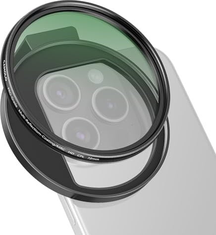 Filtro CPL para teléfono, lente polarizada de cámara de 72 mm, filtro polarizador con clip de metal para teléfono compatible con iPhone 15, 14, 13, 12, 11 X XS Plus Pro Max, Samsung Galaxy Motorola