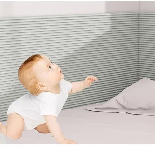 Boracy Wandkissen Bett, Wandpolster Selbstklebend, Gepolsterte Wandpaneele 10mm Schaumstoff Polster für Bett Kopfteil Wandschutz Kinderzimmer(Gray,40x200cm)