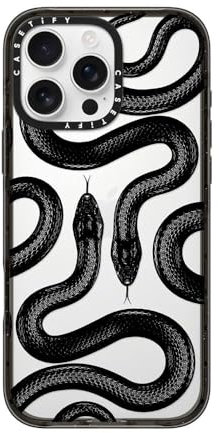 CASETiFY Impact iPhone 16 Pro Max Case [Slim / 8.2ft. 4X Military Grade Drop Protection/Wireless Charging Compatible] - Black Kingsnake - Clear Black