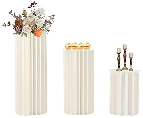 HPDTZ Karton Blumenständer Zylinder Hochzeit Tischdeko Acrylplatte für Blumenvasen Leicht zu Montieren Stabil für Hochzeiten und Partys (Weiß, 3 Stück, 40cm+60cm+80cm)
