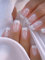 GlamRays Press On Nails Medium Square Set Simple White French Tip Style Glitter Fake Nails Cute Pink Fake Nails for Women and Girls 24 Pieces