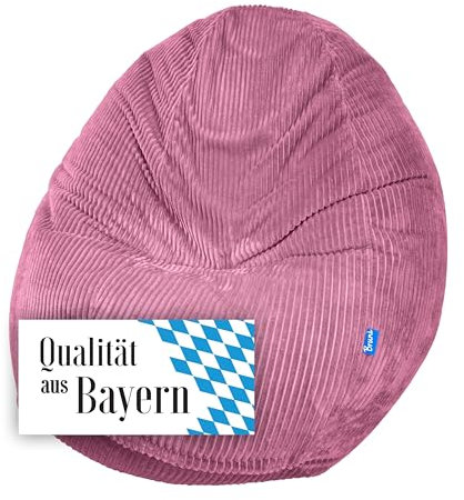 Bruni Classico Cord M in Rosa – großer Indoor-Sitzsack mit Innenhülle und Füllung, in Deutschland gefertigt