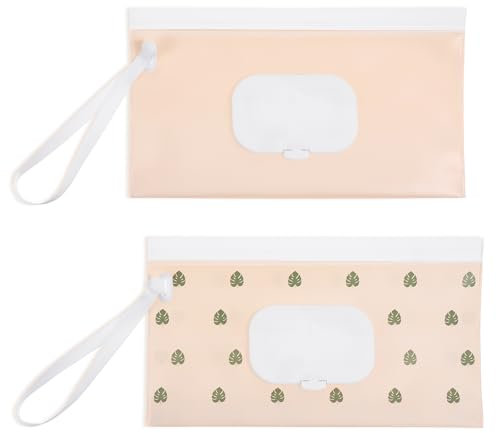 2 Stück Feuchttücher Tasche für Babys,Feuchttücher Box Baby,Tragbarer Nachfüllbarer Tücherbehälter,Wiederverwendbar Wet Wipe Tasche Feuchttücher Tasche für Unterwegs,Feuchttücher Behälter für Reise