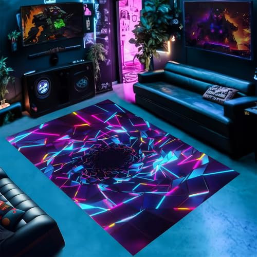 PEIHUODAN Bereich Teppiche, Moderne Visual Gamer Visual Dekorative Teppich, Cool Graffiti Atmosphäre Teenager Junge Spiel Zimmer Dekorative Teppiche Für Wohnzimmer Schlafzimmer (Farbe 6,100x150cm)