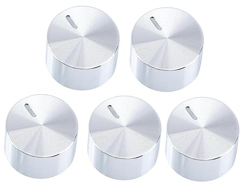 DOITOOL 5 Stück Brenner Drehknöpfe aus Aluminiumlegierung Silber Ersatzknöpfe für Gasherd Kochfeld Passform und Einfache Bedienung