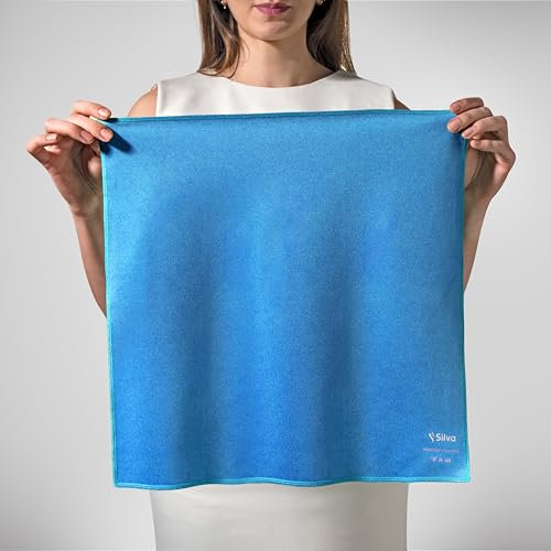 Silva Mikrofasertücher 42x42 cm extra groß 2er Set Blau | Mikrofaser Handtuch für Glas, Spiegel, Küche, Bad & Auto – streifenfreie Microfaser Putztücher, langlebig & waschbar