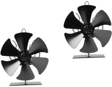 SOLUSTRE 2 Stück Thermallüfter Heizlüfter Hitze Herdfan Kaminventilator aus Holz Kaminfan Logbrenner -Lüfter Ofenventilatoren Lüfter für kamin Holzofen Fans Aluminium Black