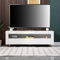 Mobile porta TV bianco, 140 cm, con luci, mensola soundbar, armadietti per TV da 42, 50 55, mobili moderni per soggiorno (dimensioni TV da 55 pollici, 140 cm)