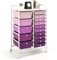 GIANTEX Carro de Almacenamiento con 15 Cajones Plásticos, Estantería con 4 Ruedas 360°, 2 Bloqueables, 63 x 37 x 87 cm, Carrito Auxiliar para Salón, Cocina, Baño (Morado)