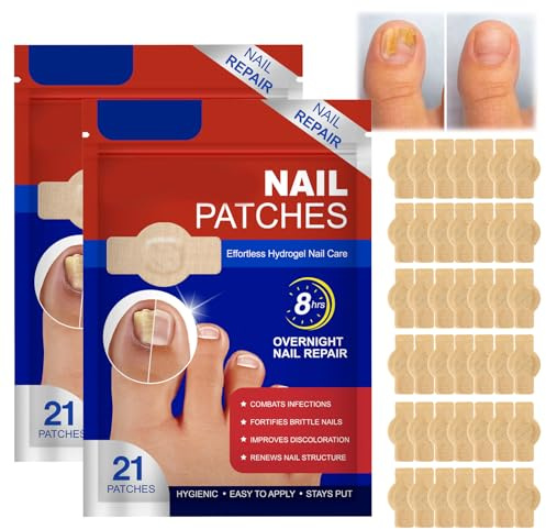 42PCS Nail Patches, Multi-Purpose Toenail Repair Pads, Nail Repair for Damaged Nails, Nighttime 8-Hour Nail Support for Damaged Toenails
