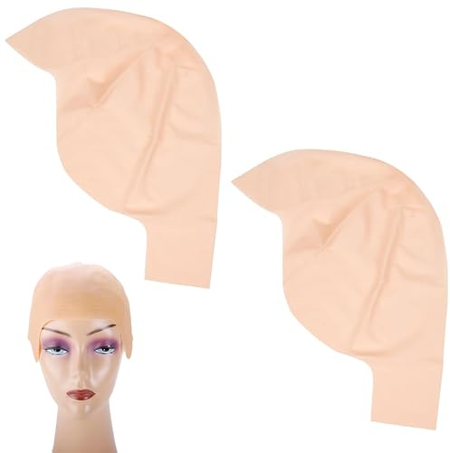 2-Teiliges Set Glatze Latex-PerüCkenkappe,Latex Glatzenkappe,Latex Bald Cap Kopfschmuck,Bald Cap Pitbull,Geeignet FüR Rollenspiele,Realistische Kopfhautsimulation,Geeignet FüR Erwachsene Jugendliche