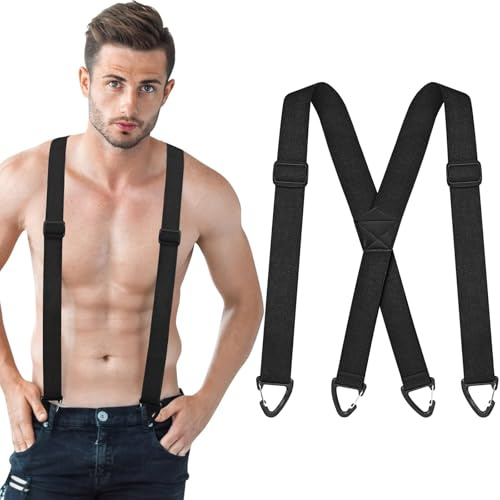 beueyfr Braces for Men Trousers, 40mm Wide With Snap Hooks | Elastic, Adjustable, No Clip Design, Strong Hold for Work & Daily Use
