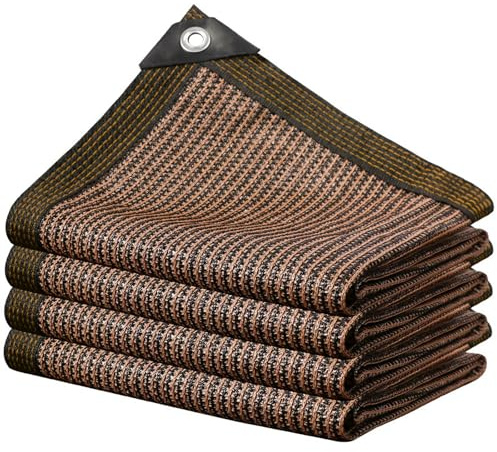 Filet d'ombrage de jardin - 2 x 2 m - Marron - Avec œillets - Voile d'ombrage pour toit de terrasse - Filet brise-vue pour fleurs, patio, balcon, plante, poulailler, élevage de bétail