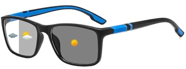 Suertree Selbsttönende Brille Photochromatische Sonnenbrille Blaulichtfilter PC Computerbrille Leichte Rechteckige Herren Damen für Gaming Büro und Freizeit Blau
