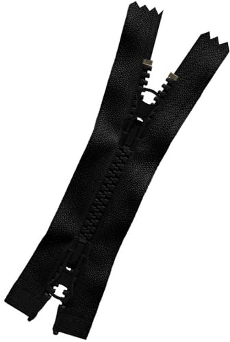 Schneidereibedarf Werner Reißverschluss für Jacken, Reißverschluss für Mäntel, 6mm Krampenschiene (Kunststoff), Teilbar, X-Form/2-Wege (Farbe: schwarz (000), Länge: 105 cm)