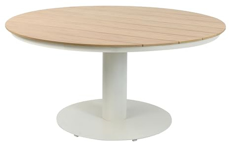 AXI Jay runder Gartentisch aus Polywood in Holzoptik Ø 150 cm | Esstisch Wetterfest für den Garten/Terrasse/Outdoor mit Gestell in Beige | Sitzgruppe Rund für 6 Personen | 150 x 73 cm