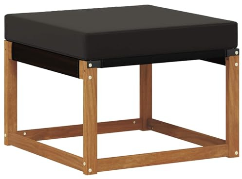 vidaXL Outdoor-Fußhocker Massivholz Akazie und Textilene Stoff Natur, Balkonmöbel, moderner Stil, langlebiges Design, wetterfeste Akazie, multifunktional für den Garten