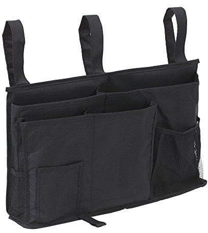 Starsglowing Bettasche Bett Organizer Hochbett Aufbewahrungstasche für Buch, Magazin, Spielzeug, Handy, Kopfhörer (Schwarz)