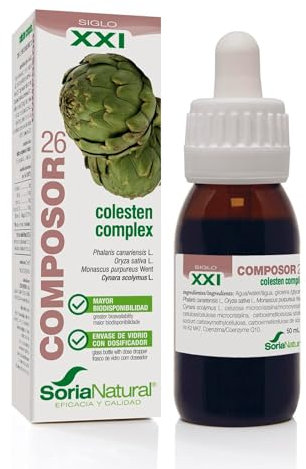 Soria Natural Composor 26 Colestén Complex – Con Extractos de Alpiste, Alcachofera y Levadura Roja de Arroz – Ayuda a Normalizar los Niveles de Colesterol – Salud cardiovascular - 50ml