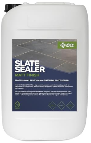 StoneCare4U - Slate Sealer Matt Finish - 25L - Dry Finish, Invisible, Exterior Natural Stone Sealant for Slate, Limestone, Sandstone & More. Outdoor Clear Sealant for Patio, Drive & Paths