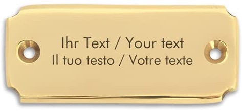 Plaque de porte avec une gravure individuelle, plaque de laiton – 62 x 25 mm, carrée, texte de gravure de couleur noir