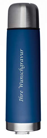 Edelstahl Isolierkanne mit Gravur / Thermosflasche / Thermoskanne / 0,5l / Farbe: blau