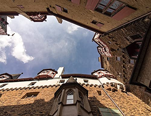 hansepuzzle 63503 - Burg Eltz Puzzle 1000 Teile - Gebäude Puzzle mit hochwertiger Aufbewahrung: Kartonbox und wiederverschließbarem Beutel - Format 60 × 46 cm