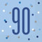 Unique Party Supplies 83563 Papierservietten - Zahl 90 - 16,5 cm - Glitzer Blau & Silber Geburtstag - 16er-Packung