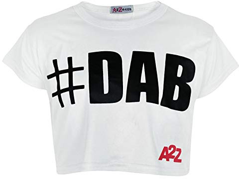 A2Z 4 Kids Kids Girls Crop Top #DAB 100% Cotton Summer - Crop Top #DAB White 11-12