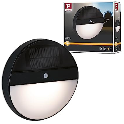 Paulmann 94264 LED Solar Outdoor Wandleuchte Elois rund incl. 1x1 Watt IP44 Außenbereich Anthrazit Solar Kunststoff Solarlampe 3000 K