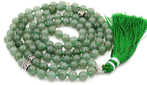 Fukugems Tibetische Mala 108 Perlen Halskette für Damen Herren Mala Stein Armband Buddhistische Meditation Halskette, 38 inch, Edelstein, Quarz