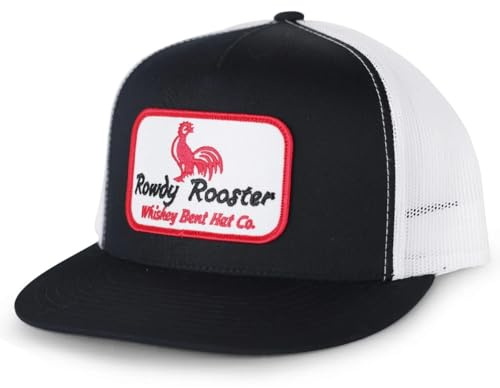 WHISKEY BENT HAT CO. Rowdy Hut Hahn, verstellbar, Schwarz/Weiß, Einheitsgröße