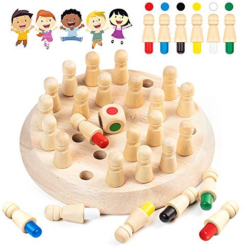 Diealles Shine GedäChtnis-Schach Holz, Kinder Memory Match Stick Schach Spiel, Schachspiel Lernspielzeug für Die Intellektuelle Entwicklung