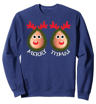 Merry Titmas Naughty Christmas Sweater Rentier Boobs Ugly Sweatshirt