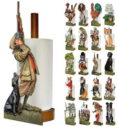 Looprints Fun Toilet Roll Storage & Kitchen Towel Holder Wooden Stand | Novelty Kitchen & Bathroom Decor & Accessories | Bryn Parry Art | Delight Shooting Enthusiasts With A Country Sports Themed Gift