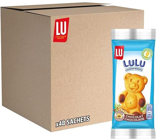 LU - LULU L'Ourson Chocolat - Gâteau Moelleux et Gourmand au Chocolat au Lait - Fabriqués en France - Lot de Biscuits Individuels - Idéal pour le Goûter des Enfants - Pack de 48 Sachets de 30 g