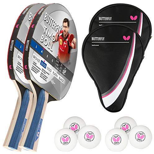 Butterfly® Timo Boll Silver Tischtennisschläger | Tischtennis Racket TT Hobbyschläger für ambitionierte Freizeitspieler | hochwertige Qualität | ITTF zertifizierter Addoy Belag | anatomische Griffform