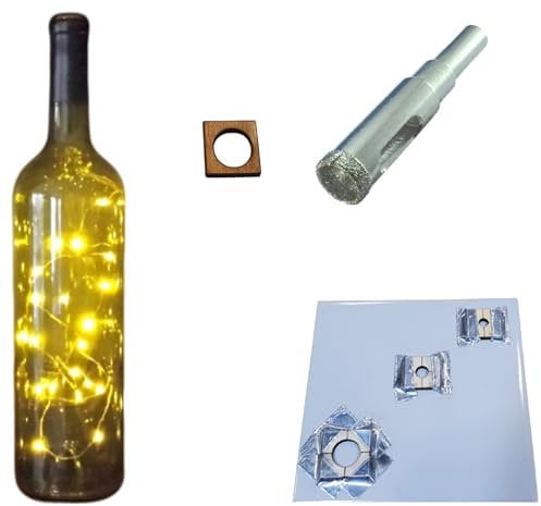 13mm Glass Drill Bit 1/2 In Diamond Hole Saw for Bottles – Includes Guide for Stability, Perfect for Bottle Lights, Lamp Kits, DIY Projects, Cuts Glass Blocks, Porcelain, Ceramic, Tile, Marble, Stone