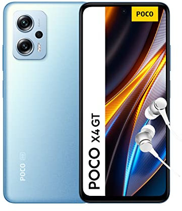 Xiaomi POCO X4 GT 5G Smartphone+Kopfhörer, 8+256GB Handy ohne Vertrag, 6.6” 144Hz DynamicSwitch DotDisplay, 64MP Dreifach-Kamera, 5080mAh, 67W Turbo Charge, Blue Alexa Hands-Free