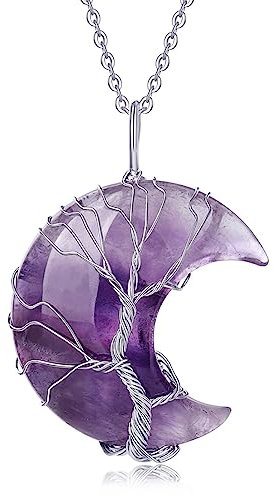 XIANNVXI Purple Amethyst Crystal Necklace for Women Goth Gothic Necklace Jewellery Gothic Gifts Witch Witchy Gifts for Women