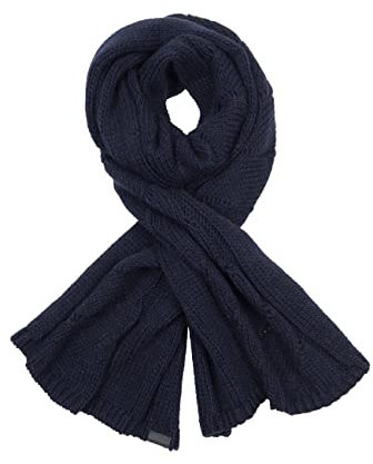 ELKLINE Damen Strickschal Screw | Winterschal mit großem Zopfmuster warm und kuschelig Schurwolle 8023079, Accessoires:One Size, Farbe:navy