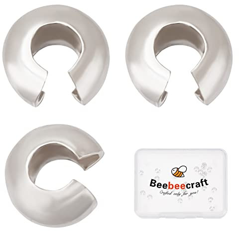 Beebeecraft, 30 Uds., 925 cubiertas de Cuentas de Engarce de Plata de Ley, Cuentas de Engarce Abiertas Semiredondas, Tapas de Cubierta de Nudo de 3mm para Fabricación de Joyas DIY