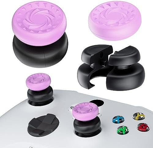 PlayRealm No Falling Off Lot de 2 rallonges de pouce et coque en silicone pour manette de PS5 et PS4 Violet