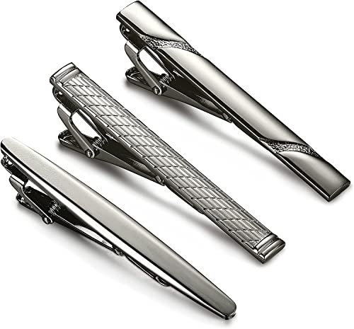 Diamday 3Pcs Pince à Cravate pour Hommes Classique Pince à Cravate Cravate Bar Clips pour Cravates Régulières Mariage Affaires Anniversaire Pinces à Cravate Vie Quotidienne Noir