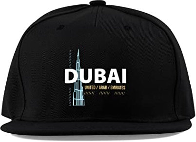 Maikomanija Dubai United Arabische Emirate UAE Baumwolle Flaches Visier Fullcap Baseball Cap Trucker Hat Unisex Sport Atmungsaktiv, Schwarz , One size