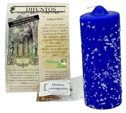Valmoni Sport Orgonische Stumpenkerze mit Optionen und Gebet, Ruhe in Frieden tot Öle, Unparfümiert, 15cm x 6cm, Zylinder, Indoor, Ganzjährig, Religiös, Unisex, Kerze