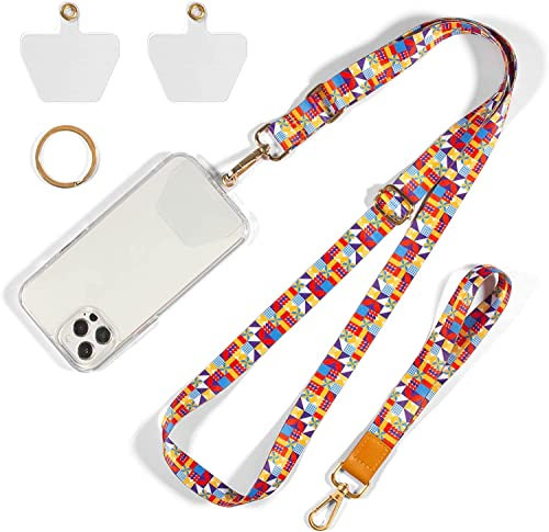 Cell Phone Lanyard, Crossbody Neck Lanyard, Hand Wrist Strap for Cell Mobile phone,Key chain, Card holder,ID Badge, Shoulder Neck Strap for all Smartphones.Free 2×Pads, Metal Keyring (Hot Summer)